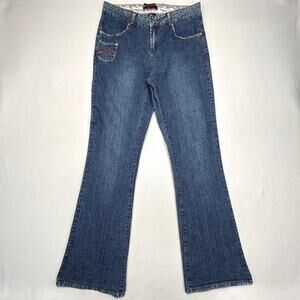 Vintage Fetish Jeans Womens 31x33 Blue Low Rise Flare Leg Stretch Denim Y2K 90s